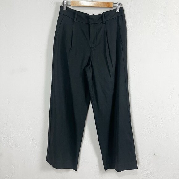 Madewell Slouchy‎ Straight Pants in Drapey Twill Black Trousers NS451 Size 0 P - Picture 1 of 13